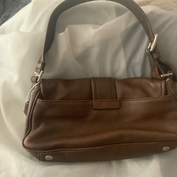 Vintage, dark, brown leather, Michael Kors shoulder clutch